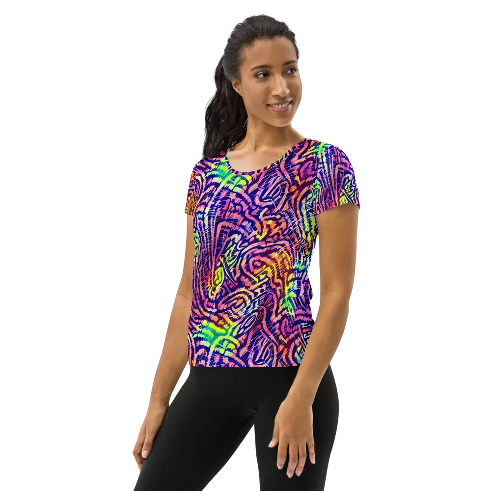 Acid Afterglow on Women's Athletic T-Shirt — Left