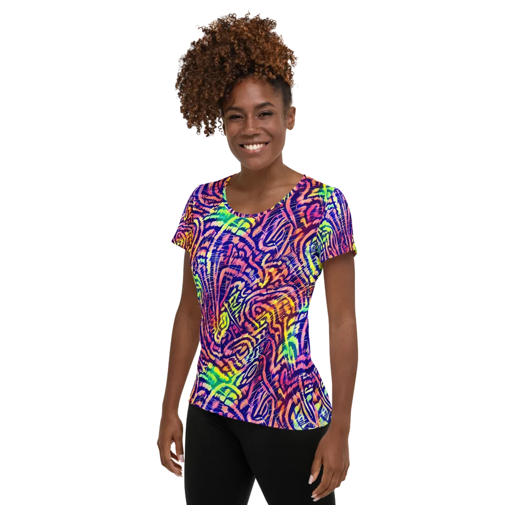 Acid Afterglow on Women's Athletic T-Shirt — Left