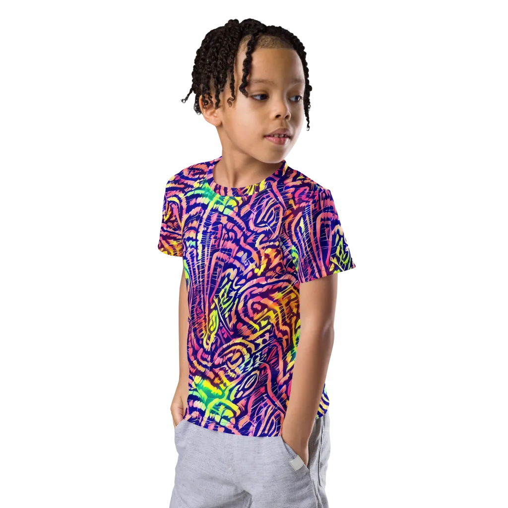 Acid Afterglow on Kids Crew Neck T-Shirt — Left Front