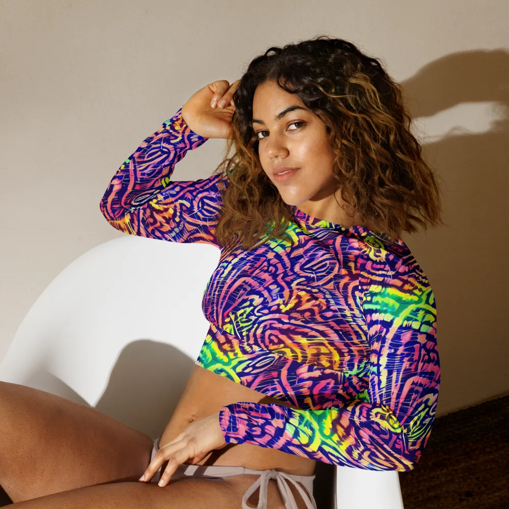 Acid Afterglow on Long Sleeve Crop Top — Left Front