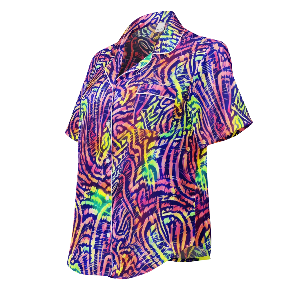 Acid Afterglow on Women's Short Sleeve Pajama Top — Left Front