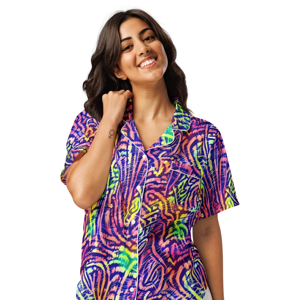 Acid Afterglow on Women's Short Sleeve Pajama Top — Front