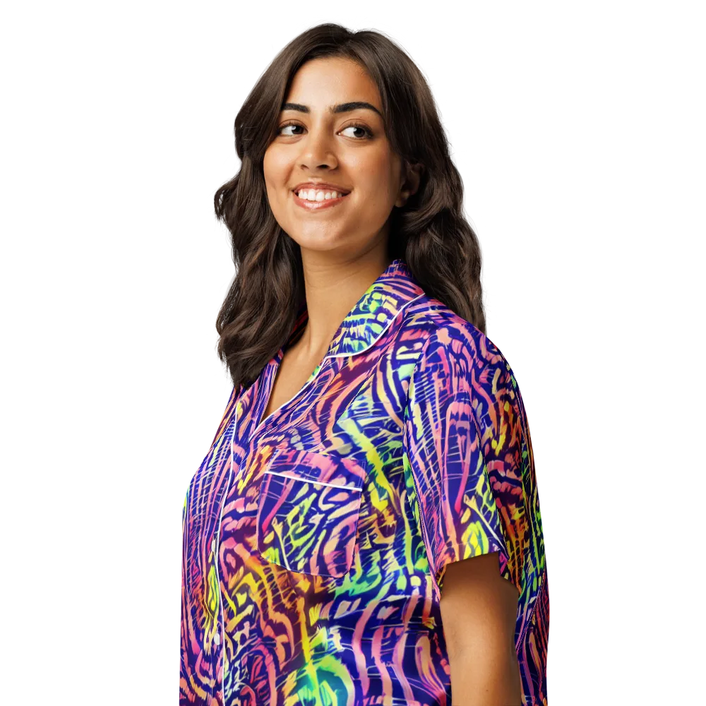 Acid Afterglow on Women's Short Sleeve Pajama Top — Left Front