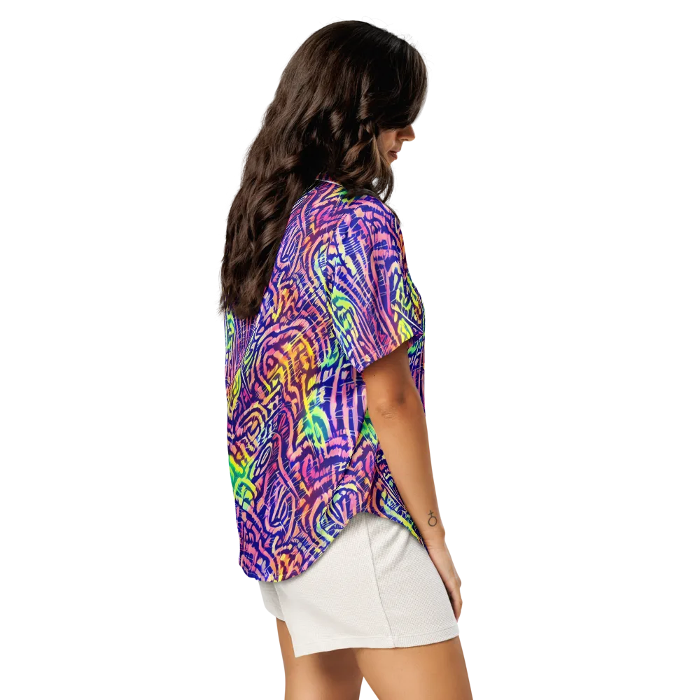 Acid Afterglow on Women's Short Sleeve Pajama Top — Right Back
