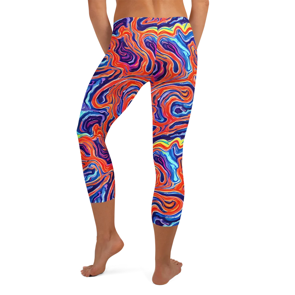 Neon Marbling on Capri Leggings — Back