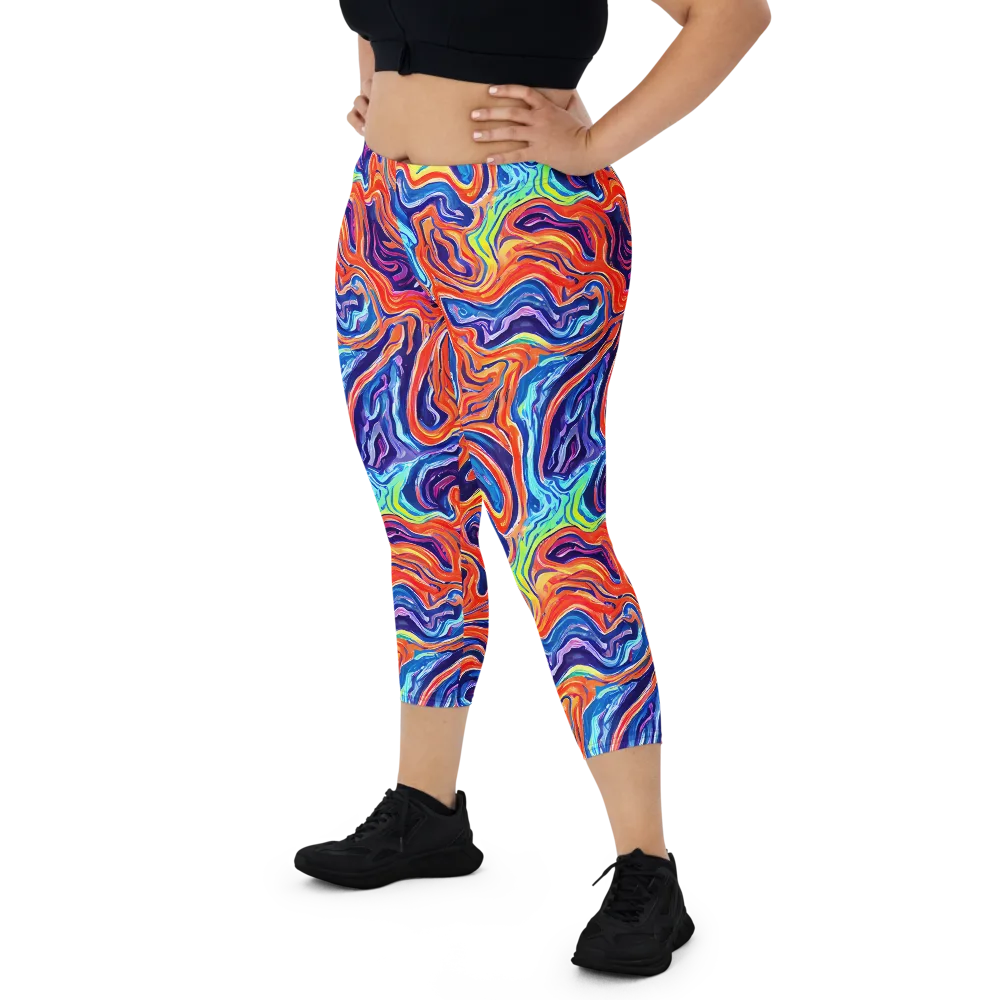 Neon Marbling on Capri Leggings — Front