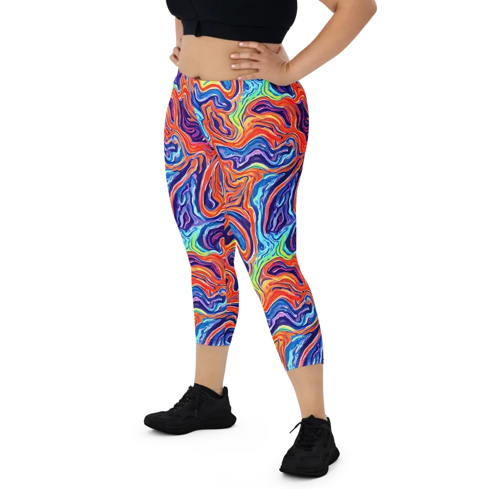 Neon Marbling on Capri Leggings — Front