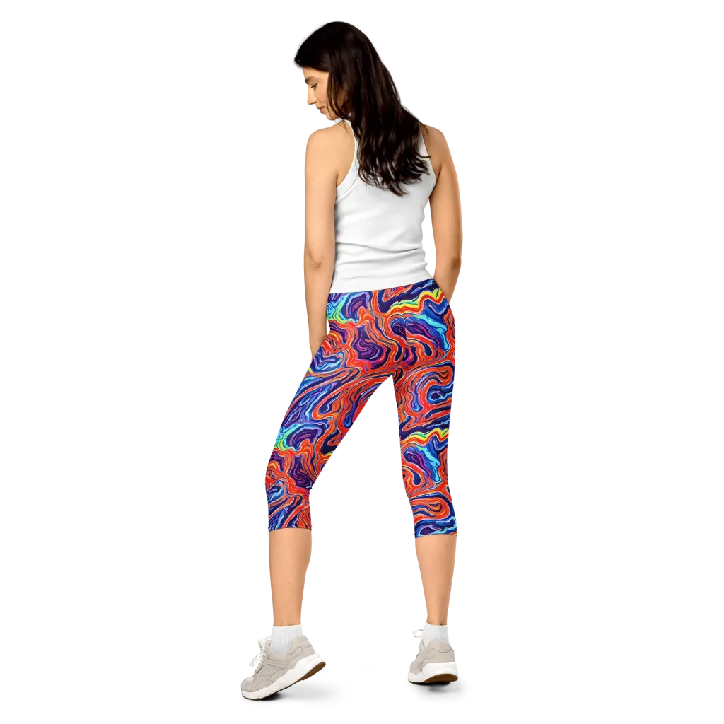 Neon Marbling on Capri Leggings — Back