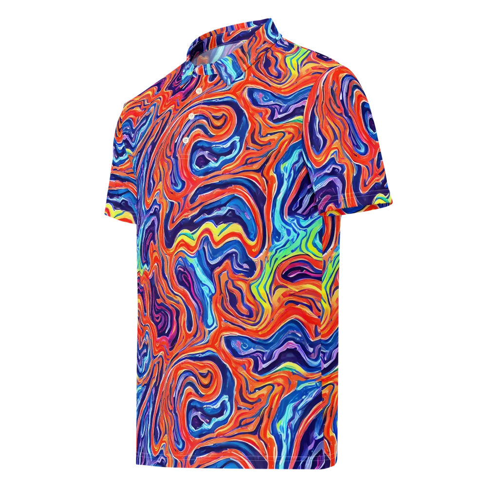 Neon Marbling on Men's Slim Fit Polo Shirt — Left Front