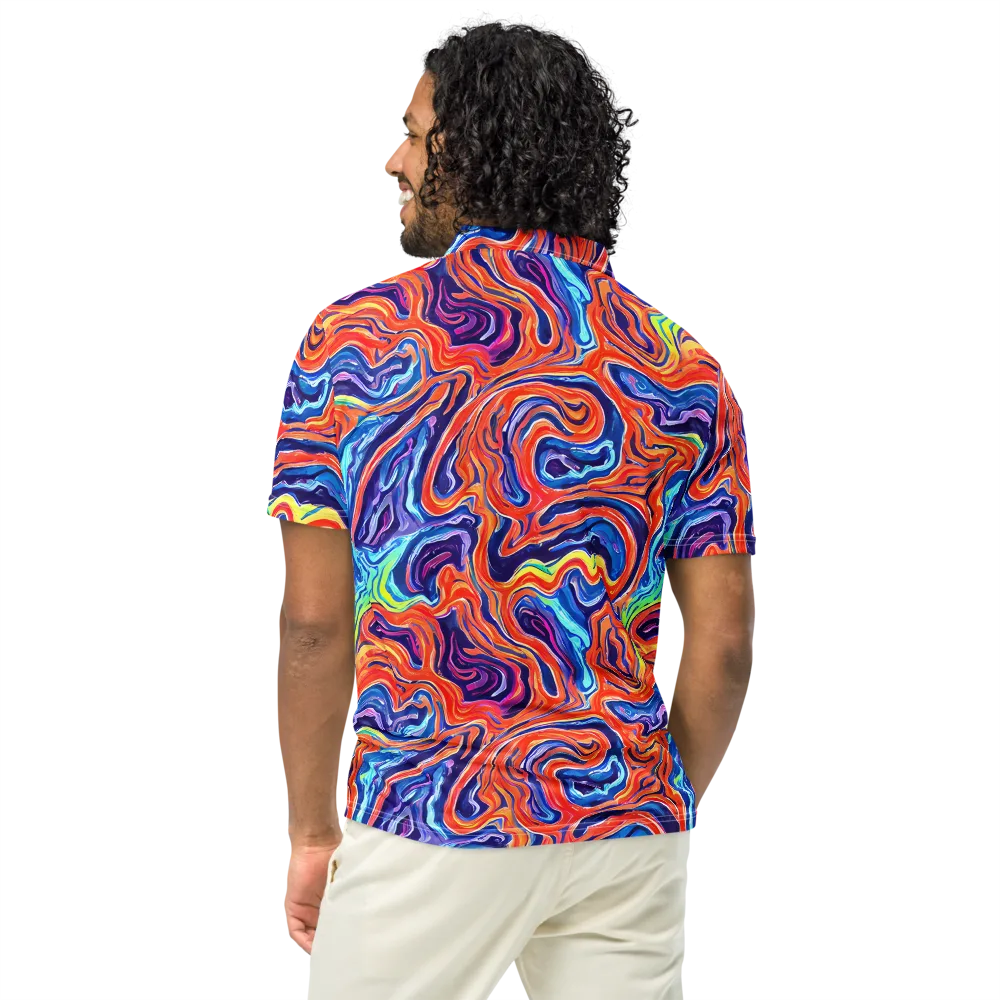 Neon Marbling on Men's Slim Fit Polo Shirt — Back