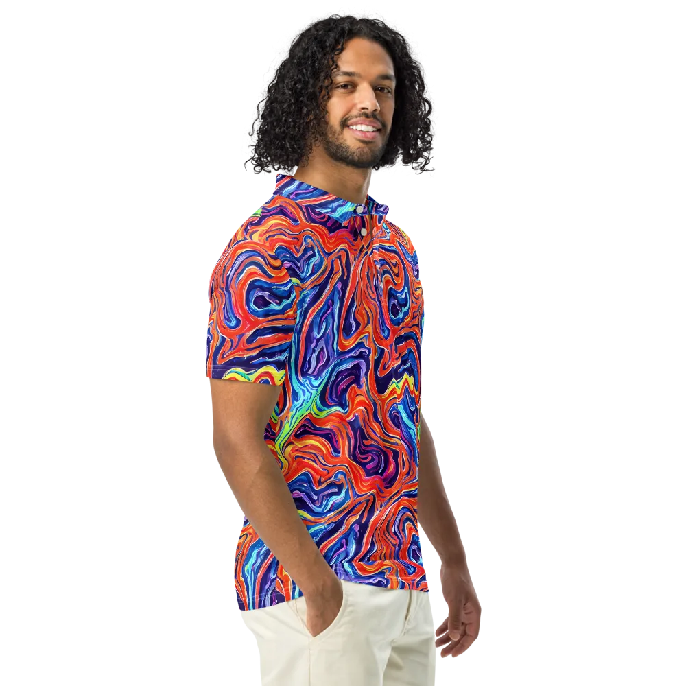 Neon Marbling on Men's Slim Fit Polo Shirt — Right Front