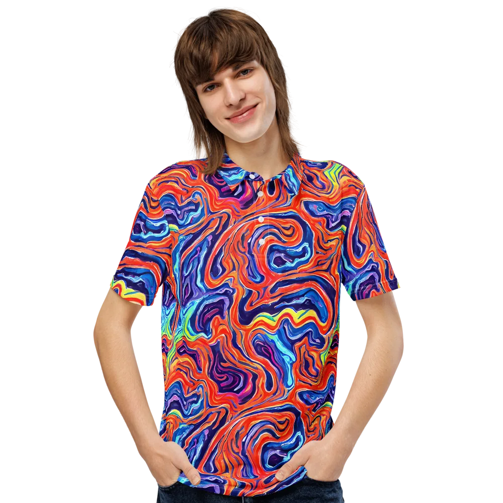 Neon Marbling on Men's Slim Fit Polo Shirt — Front