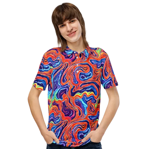 Neon Marbling on a Men's Slim Fit Polo Shirt