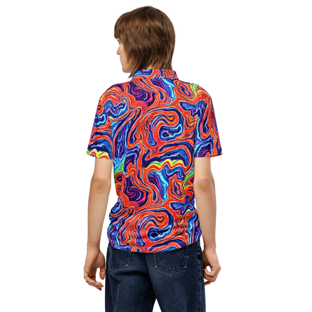 Neon Marbling on Men's Slim Fit Polo Shirt — Back