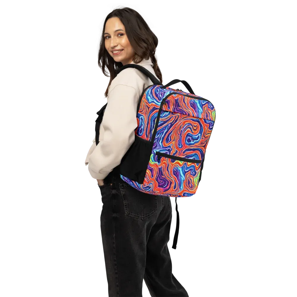 Neon Marbling on Utility Backpack — Back
