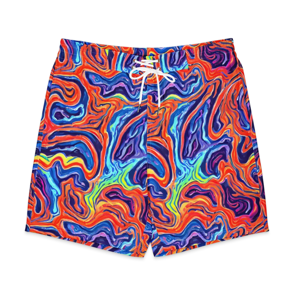 Neon Marbling on Men's Board Shorts — Front