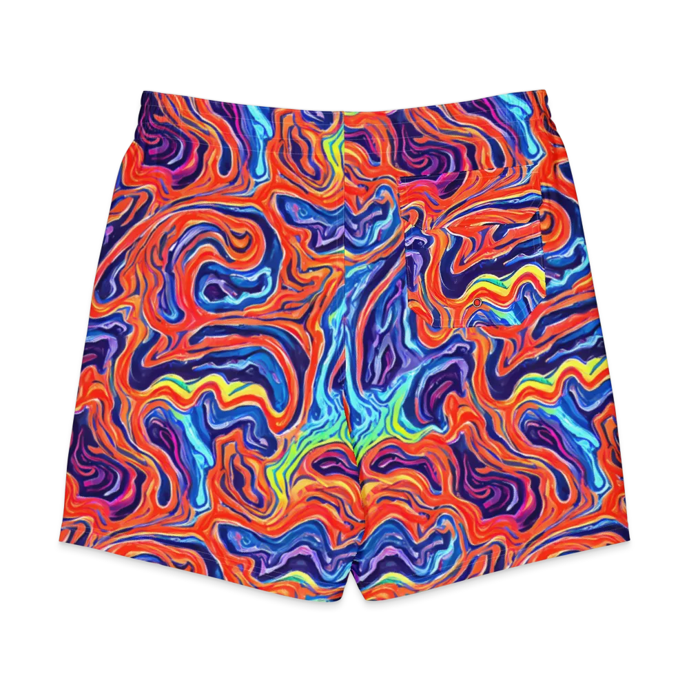 Neon Marbling on Men's Board Shorts — Back