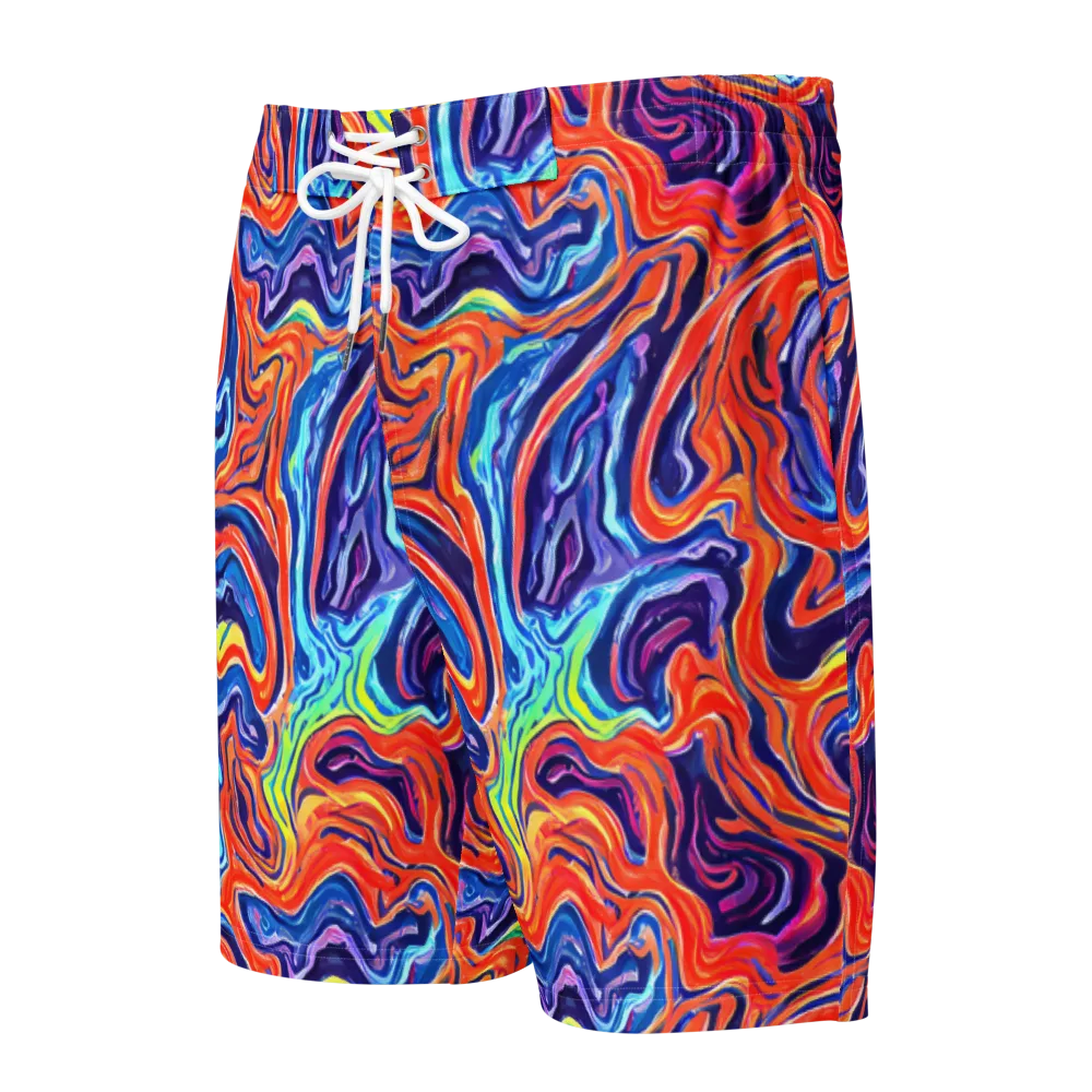 Neon Marbling on Men's Board Shorts — Front