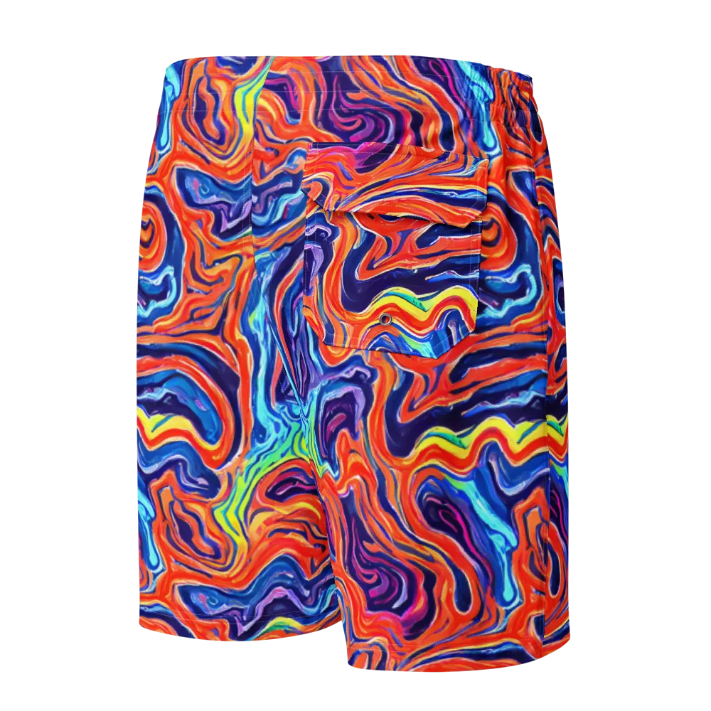 Neon Marbling on Men's Board Shorts — Back