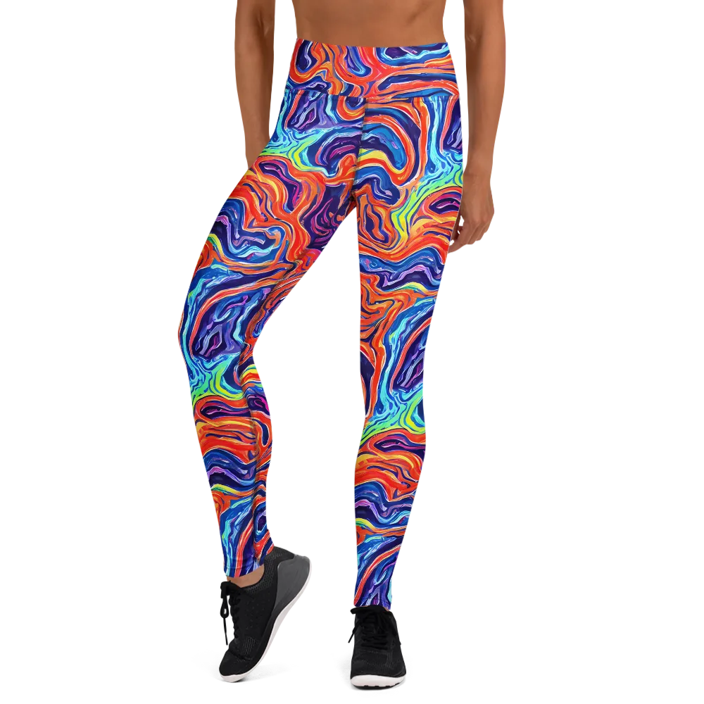 Neon Marbling on Yoga Leggings — Front