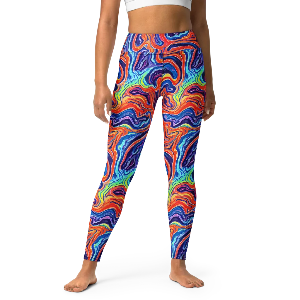 Neon Marbling on Yoga Leggings — Front