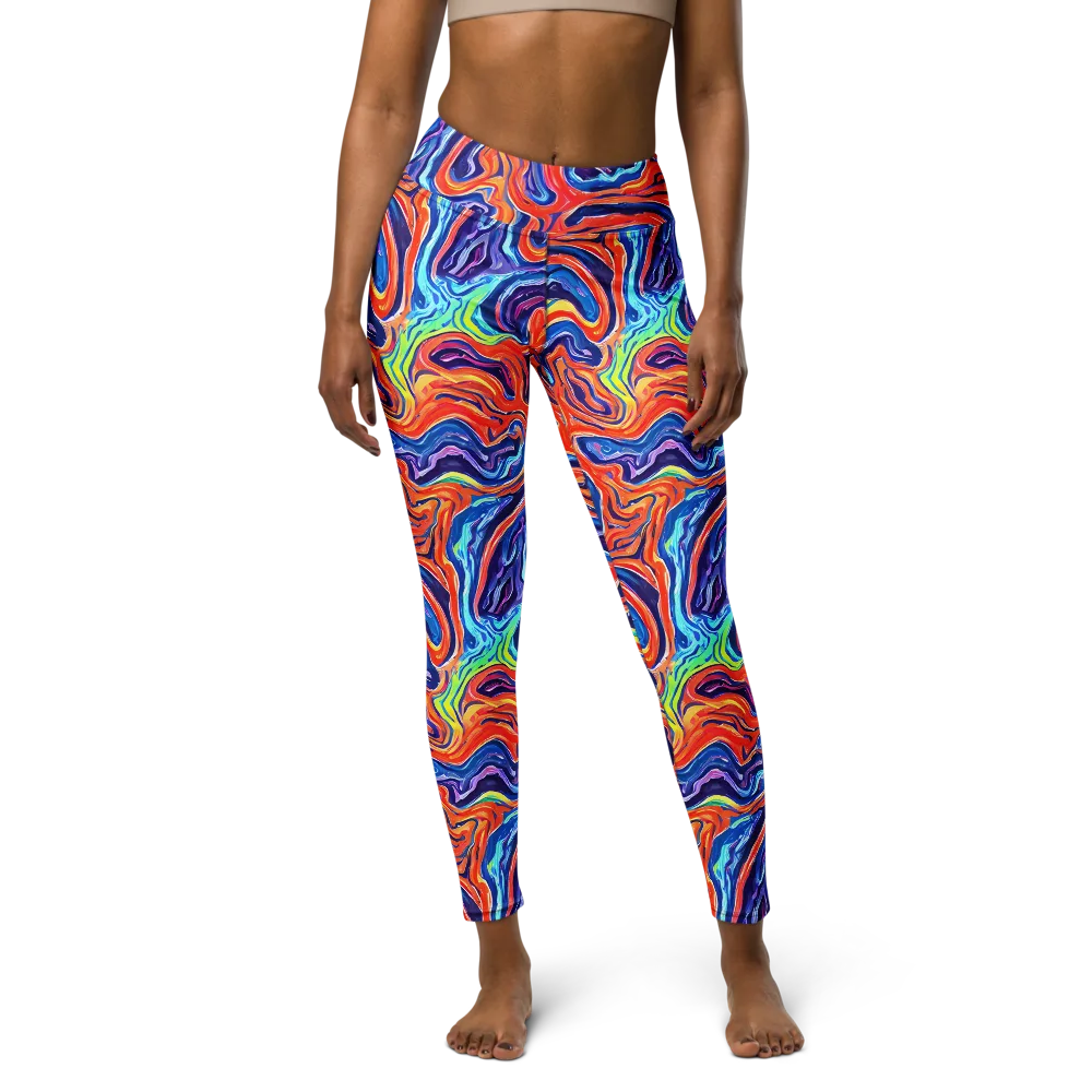 Neon Marbling on Yoga Leggings — Front
