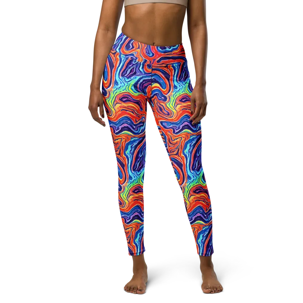 Neon Marbling on Yoga Leggings — Front