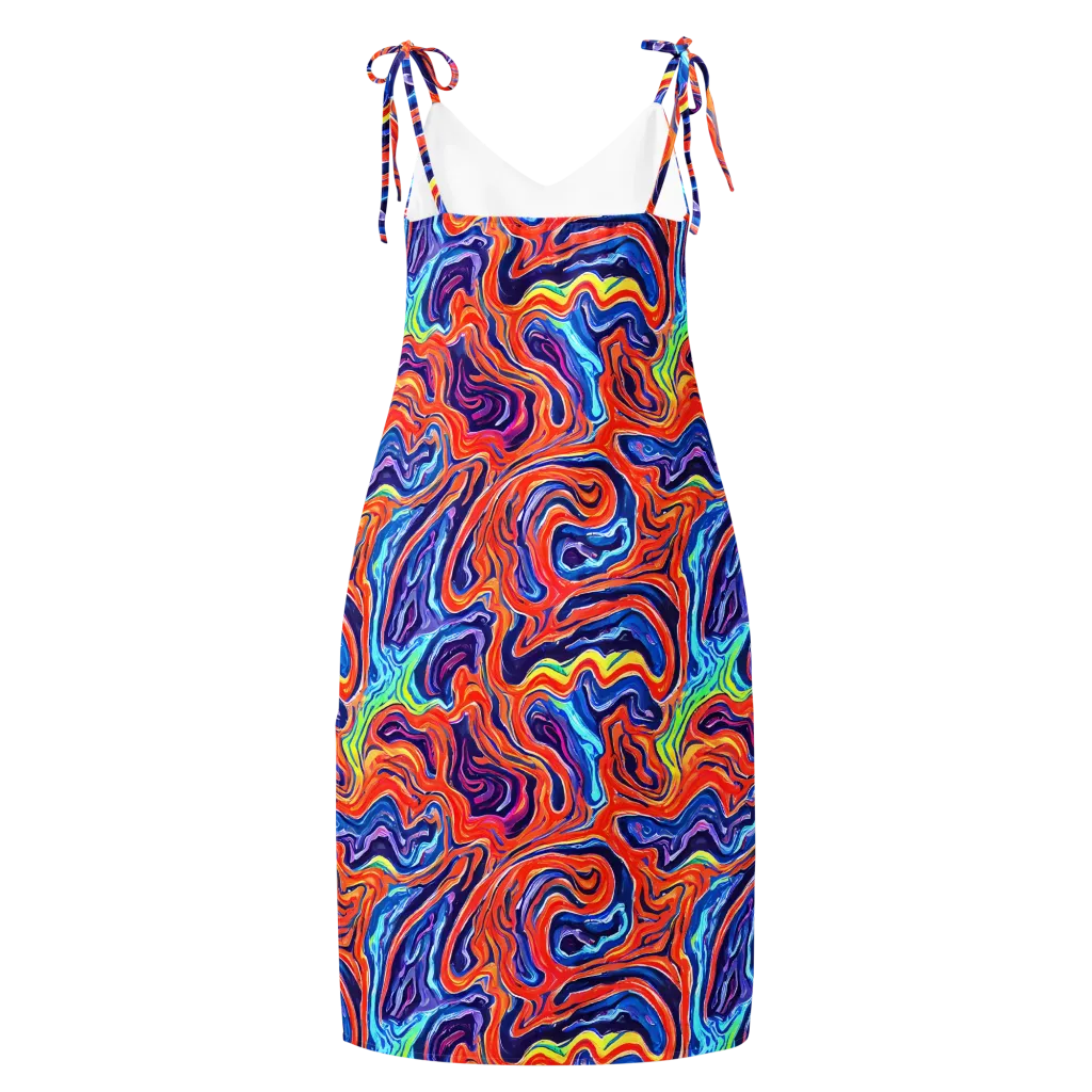 Neon Marbling on Slip Dress — Back
