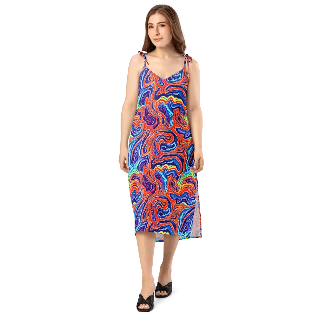 Neon Marbling on Slip Dress — Front