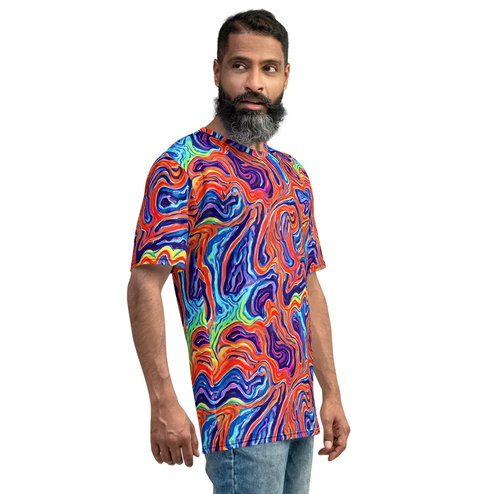Neon Marbling on Men's Crew Neck T-Shirt — Right