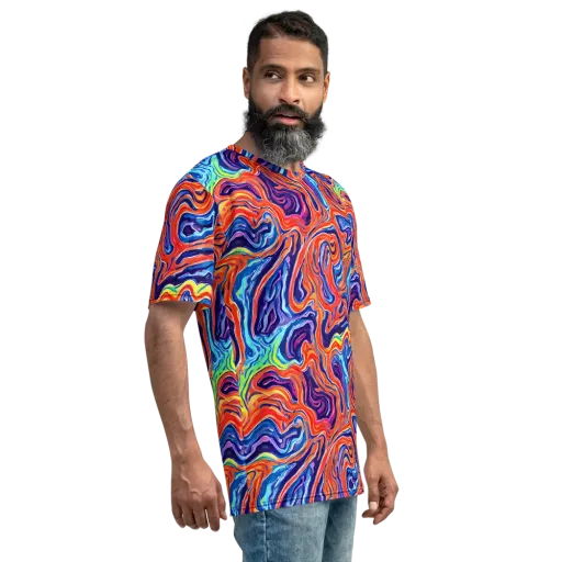 Neon Marbling on a Men's Crew Neck T-Shirt