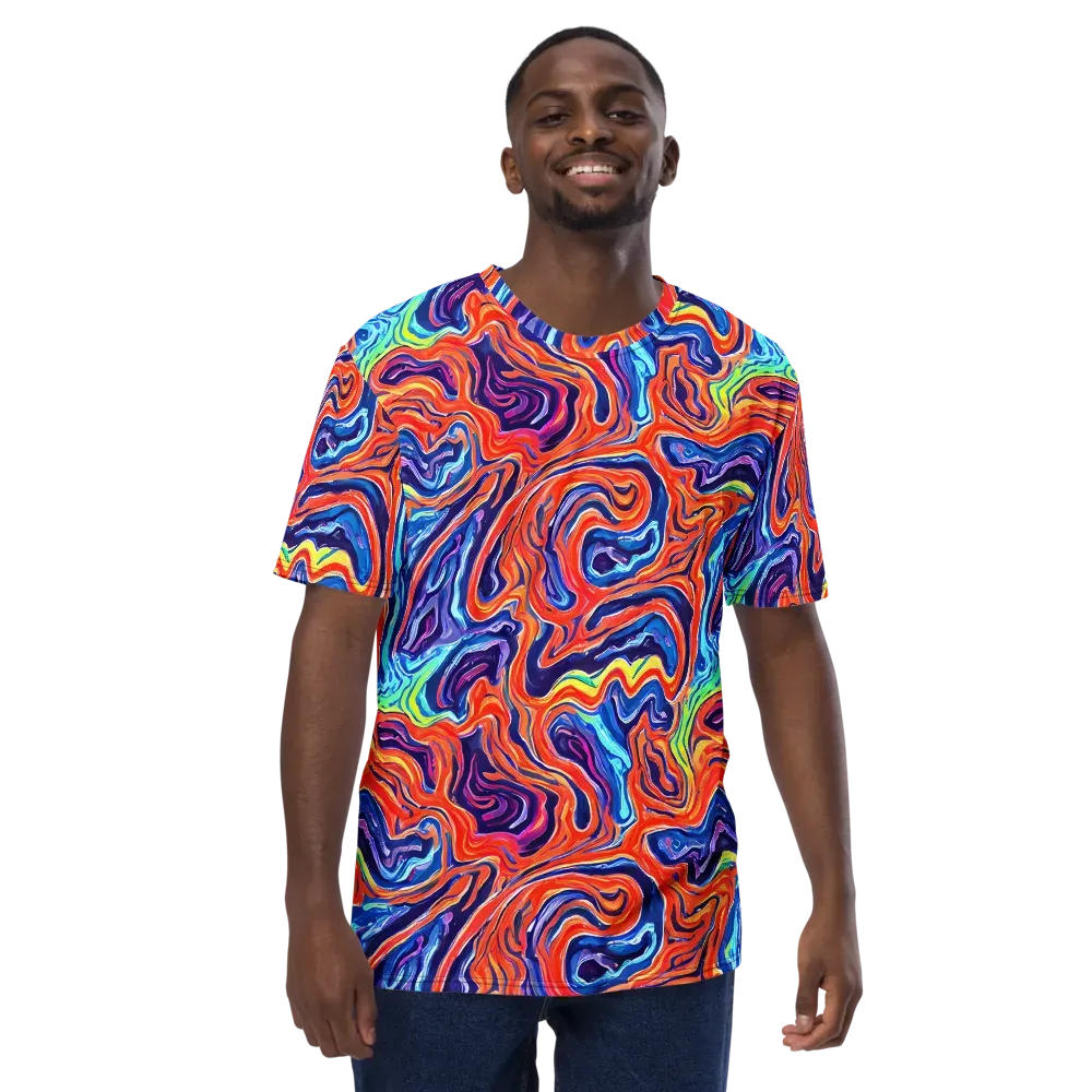 Neon Marbling on Men's Crew Neck T-Shirt — Front