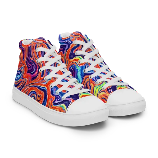 Neon Marbling on a Men's High Top Canvas Shoes