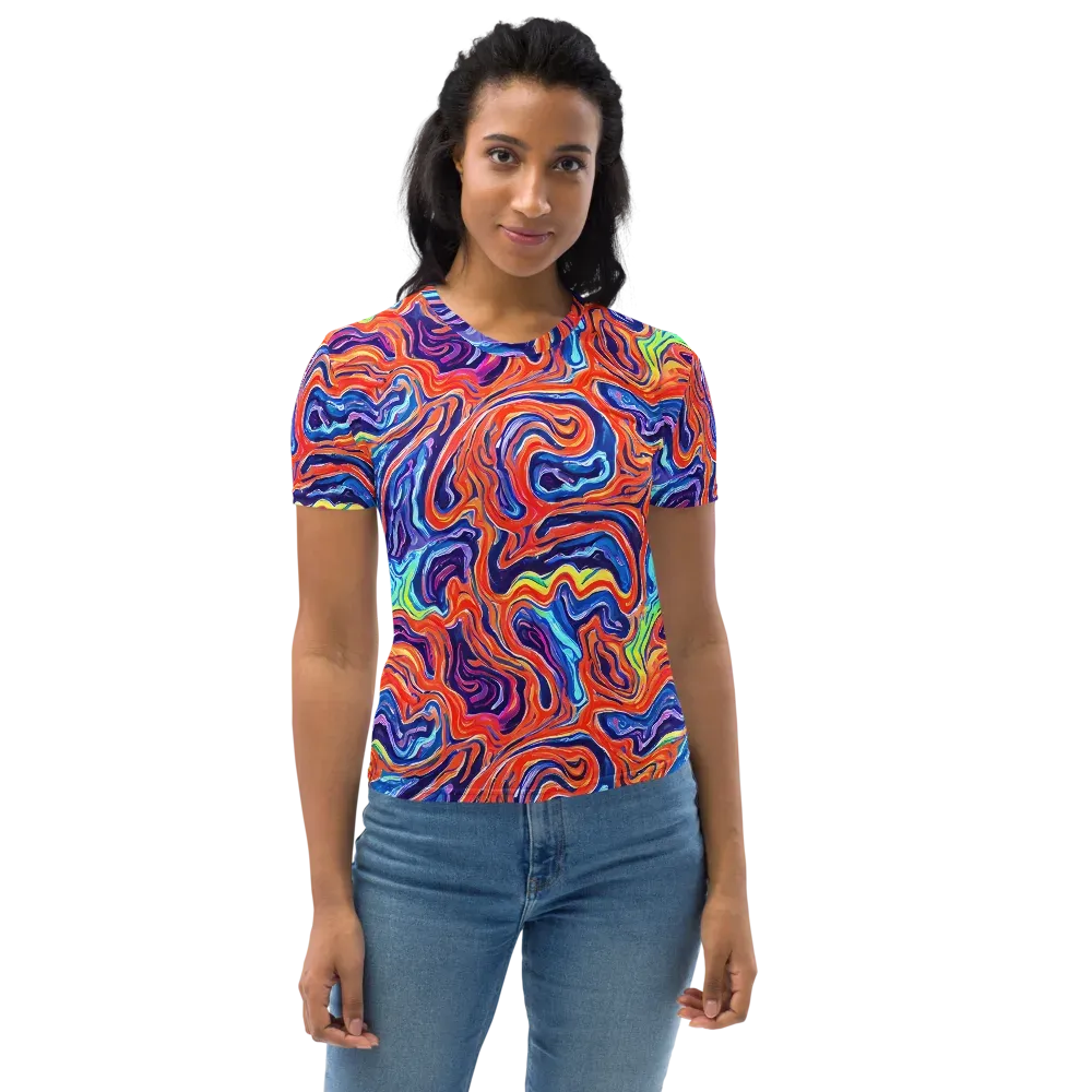 Neon Marbling on Women's Crew Neck T-Shirt — Front