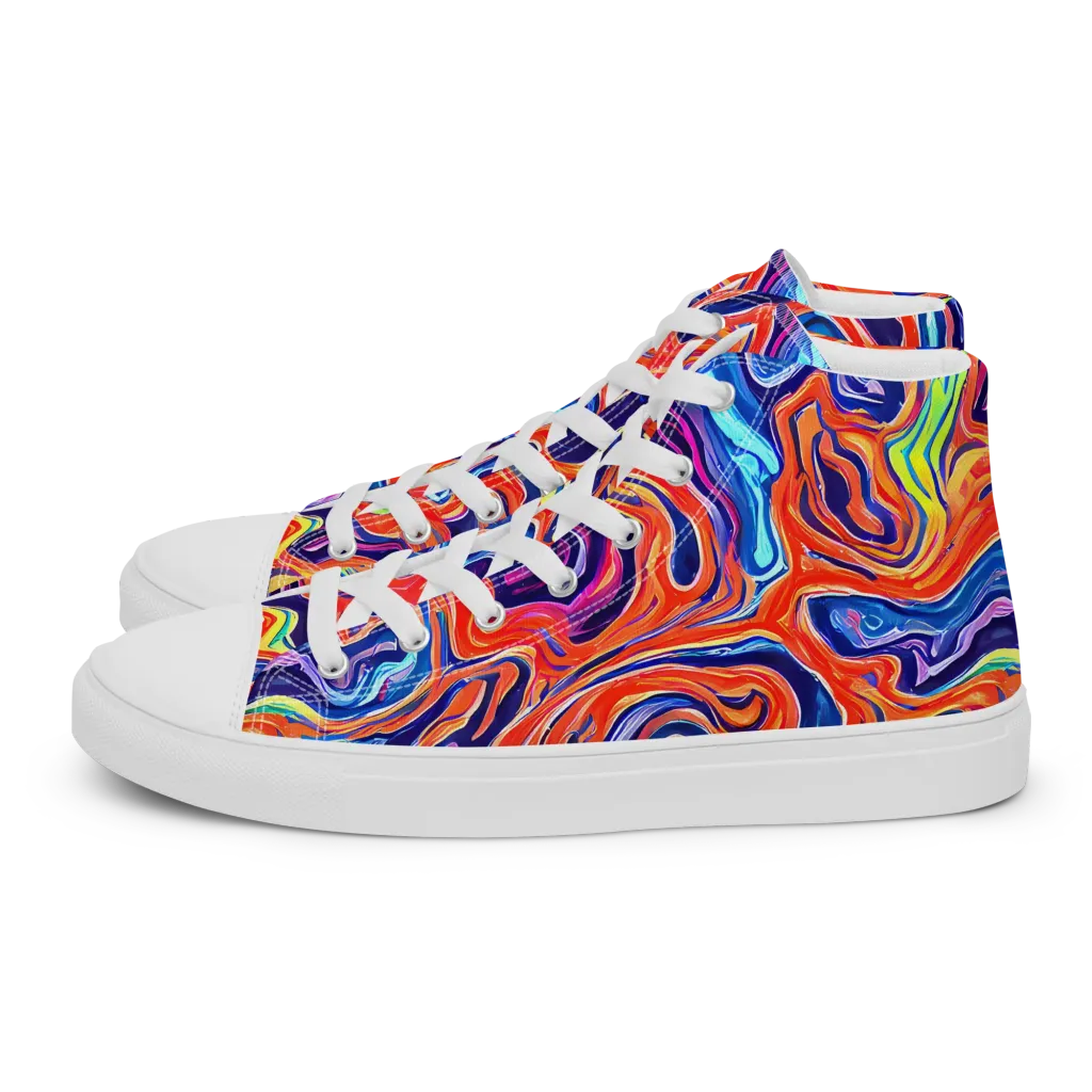 Neon Marbling on Women's High Top Canvas Shoes — Left