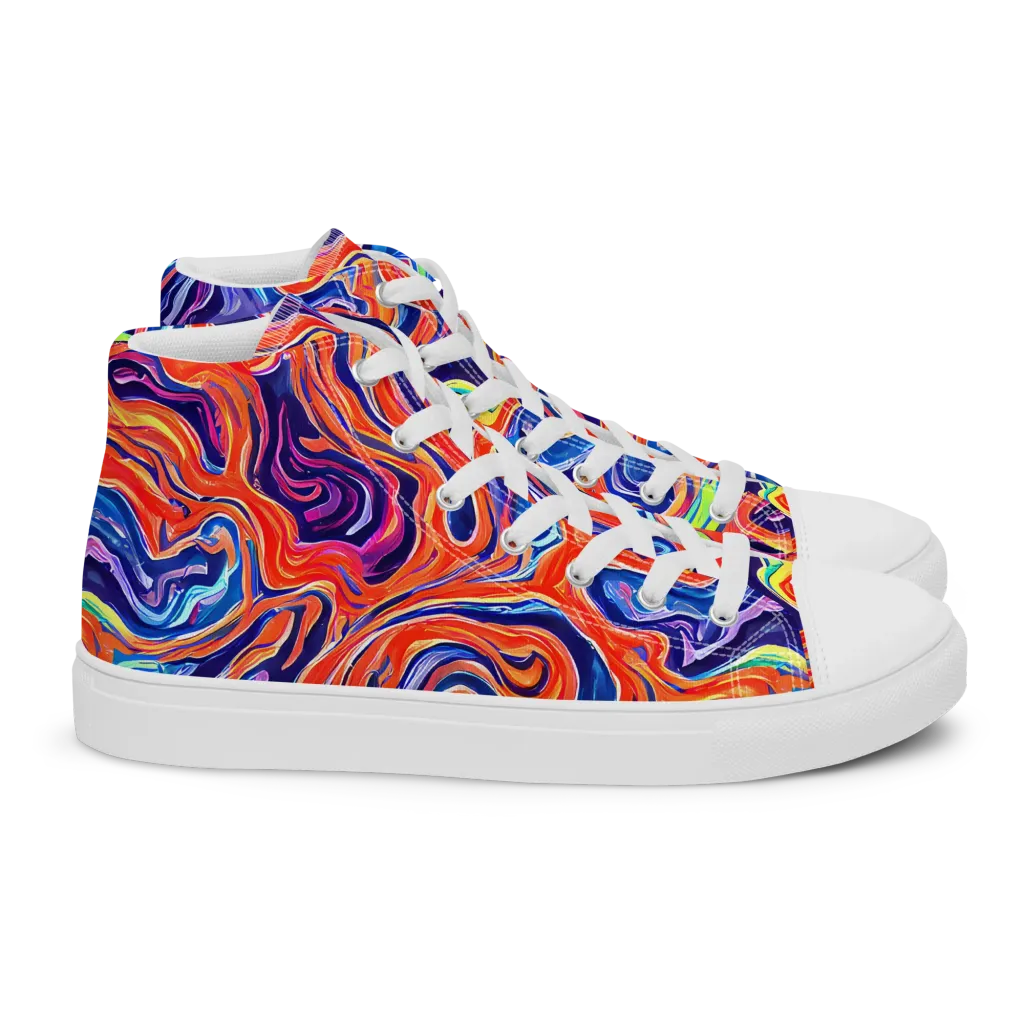 Neon Marbling on Women's High Top Canvas Shoes — Right