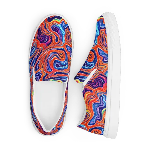Neon Marbling on a Men's Slip-On Canvas Shoes