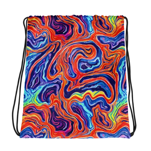 Neon Marbling on a Drawstring Bag
