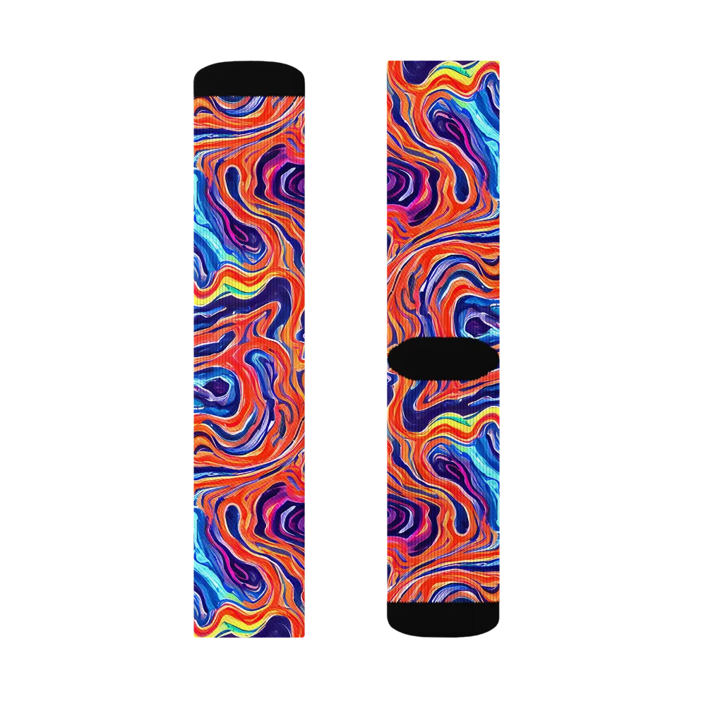 Neon Marbling on Socks — Left Sock