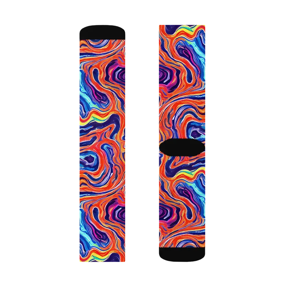 Neon Marbling on Socks — Right Sock