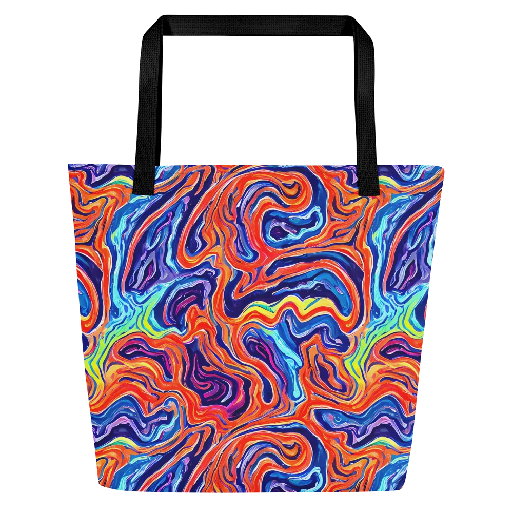Neon Marbling on Large Tote Bag W/ Pocket — Front