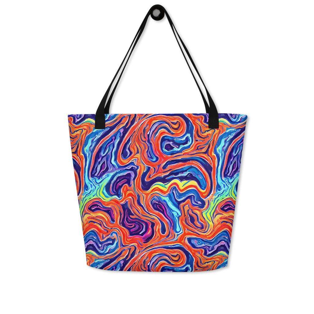 Neon Marbling on Large Tote Bag W/ Pocket — Front
