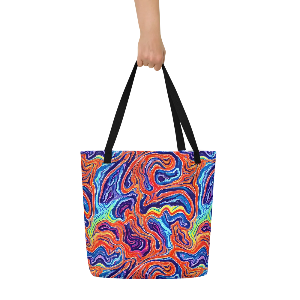 Neon Marbling on Large Tote Bag W/ Pocket — Front