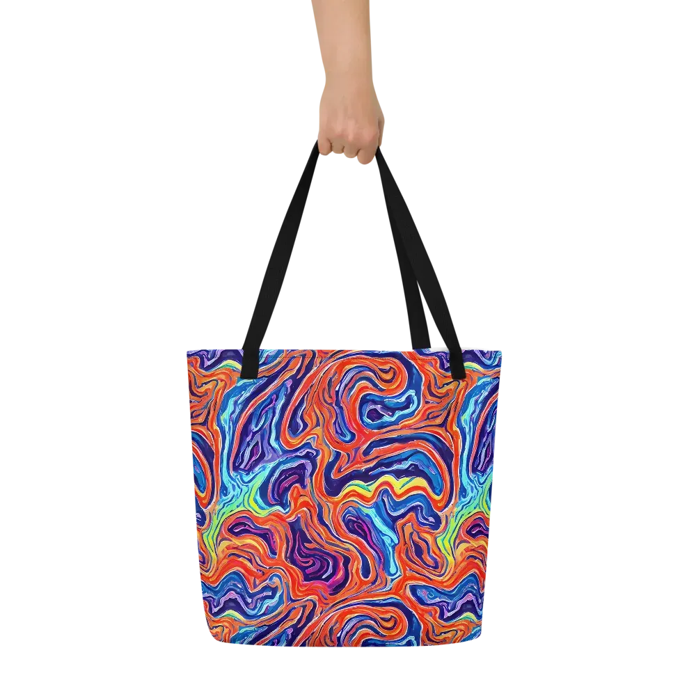 Neon Marbling on Large Tote Bag W/ Pocket — Front
