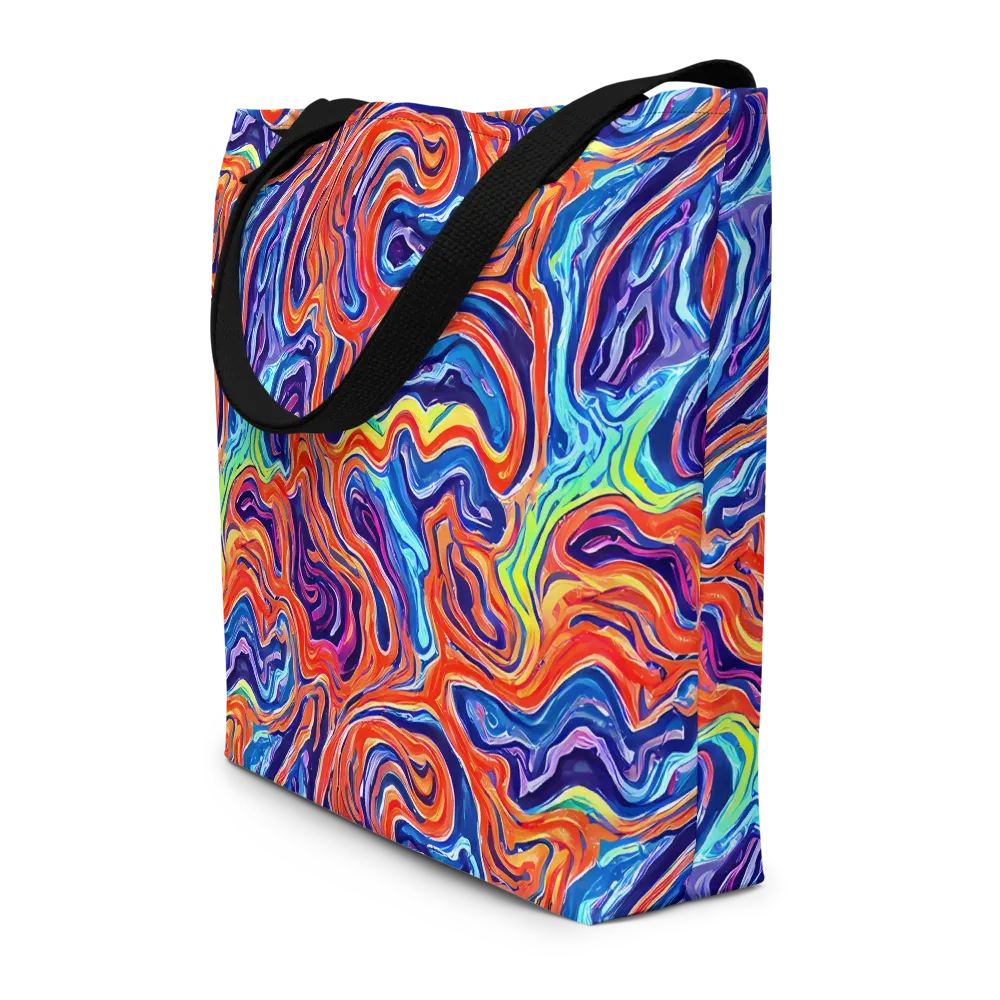 Neon Marbling on Large Tote Bag W/ Pocket — Front