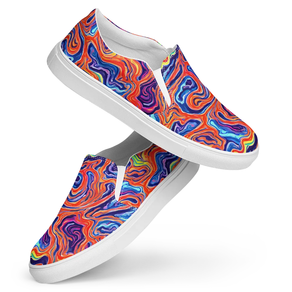 Neon Marbling on Women's Slip-On Canvas Shoes — Front