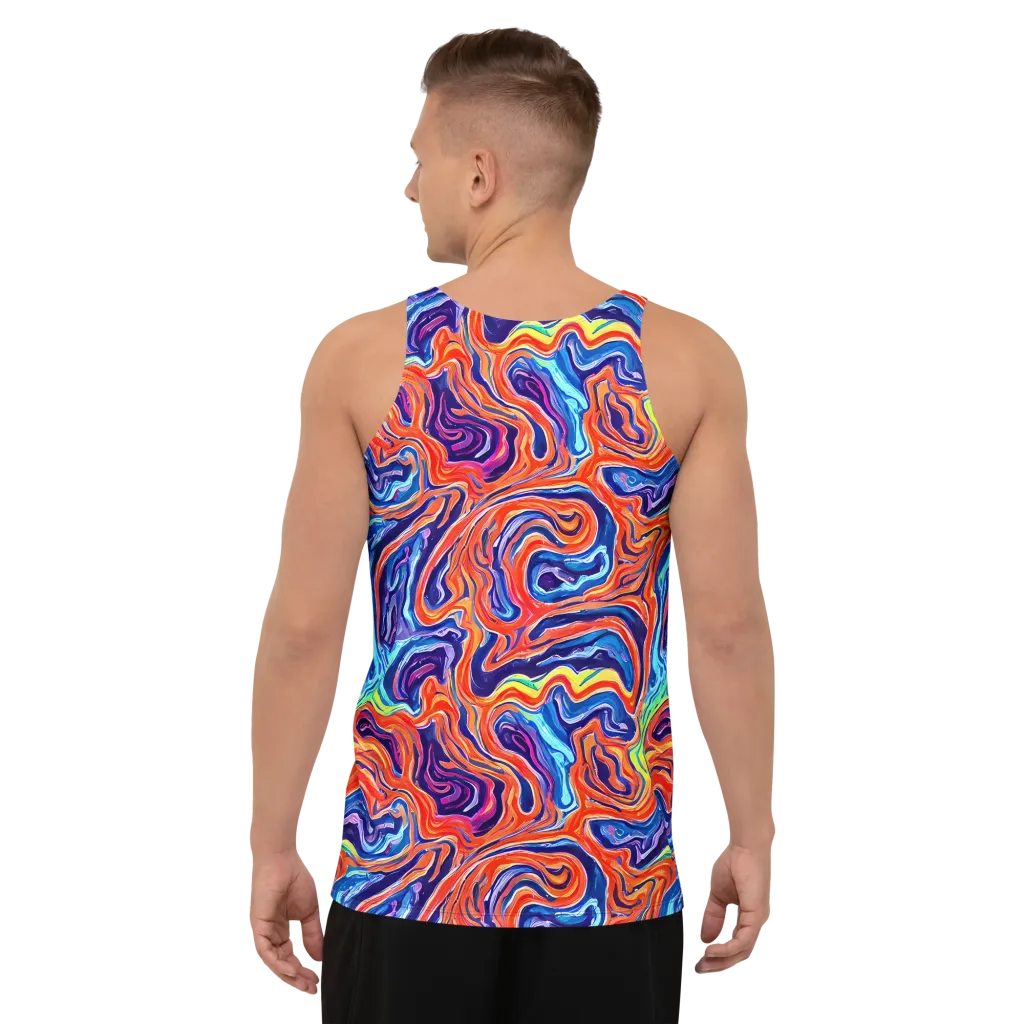 Neon Marbling on Men's Tank Top — Back