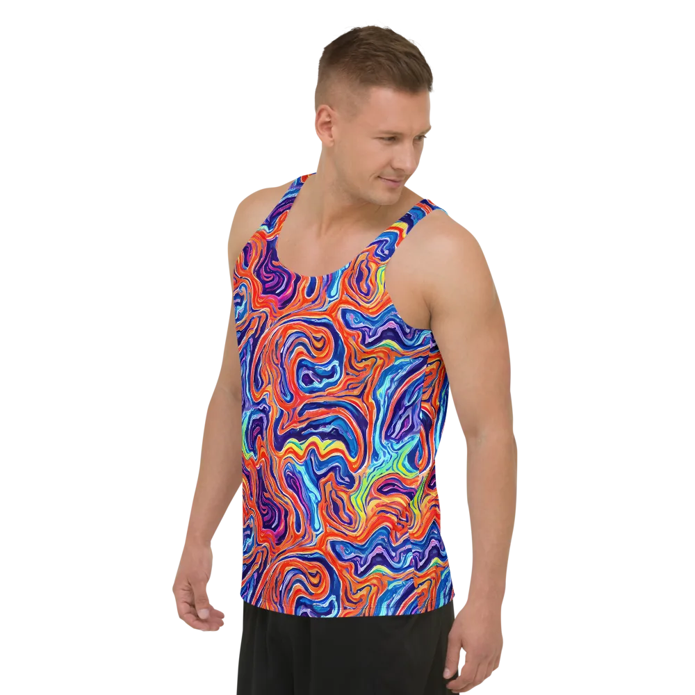 Neon Marbling on Men's Tank Top — Left Front