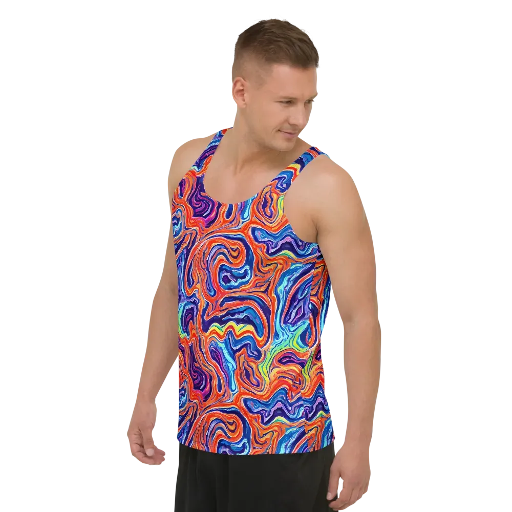 Neon Marbling on Men's Tank Top — Left Front