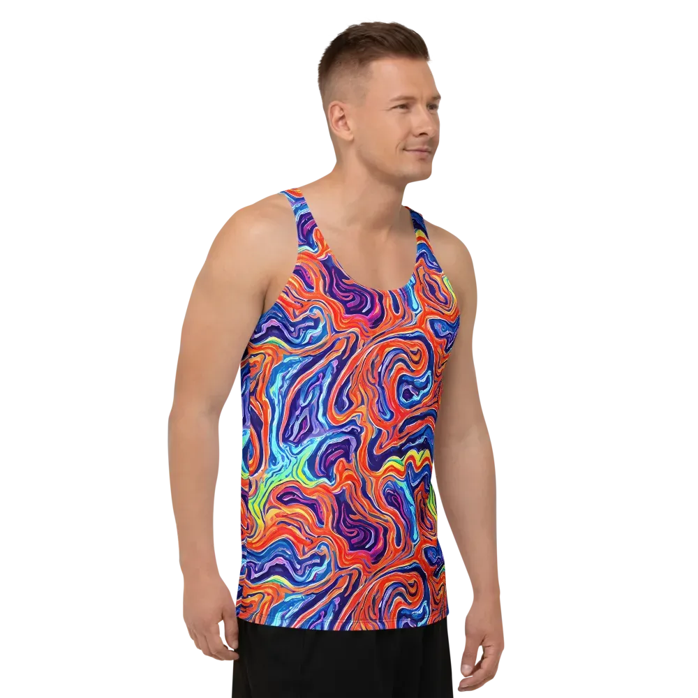 Neon Marbling on Men's Tank Top — Right Front